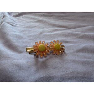 Vintage Daisy Hair Clip With Yellow & Orange Flower Design